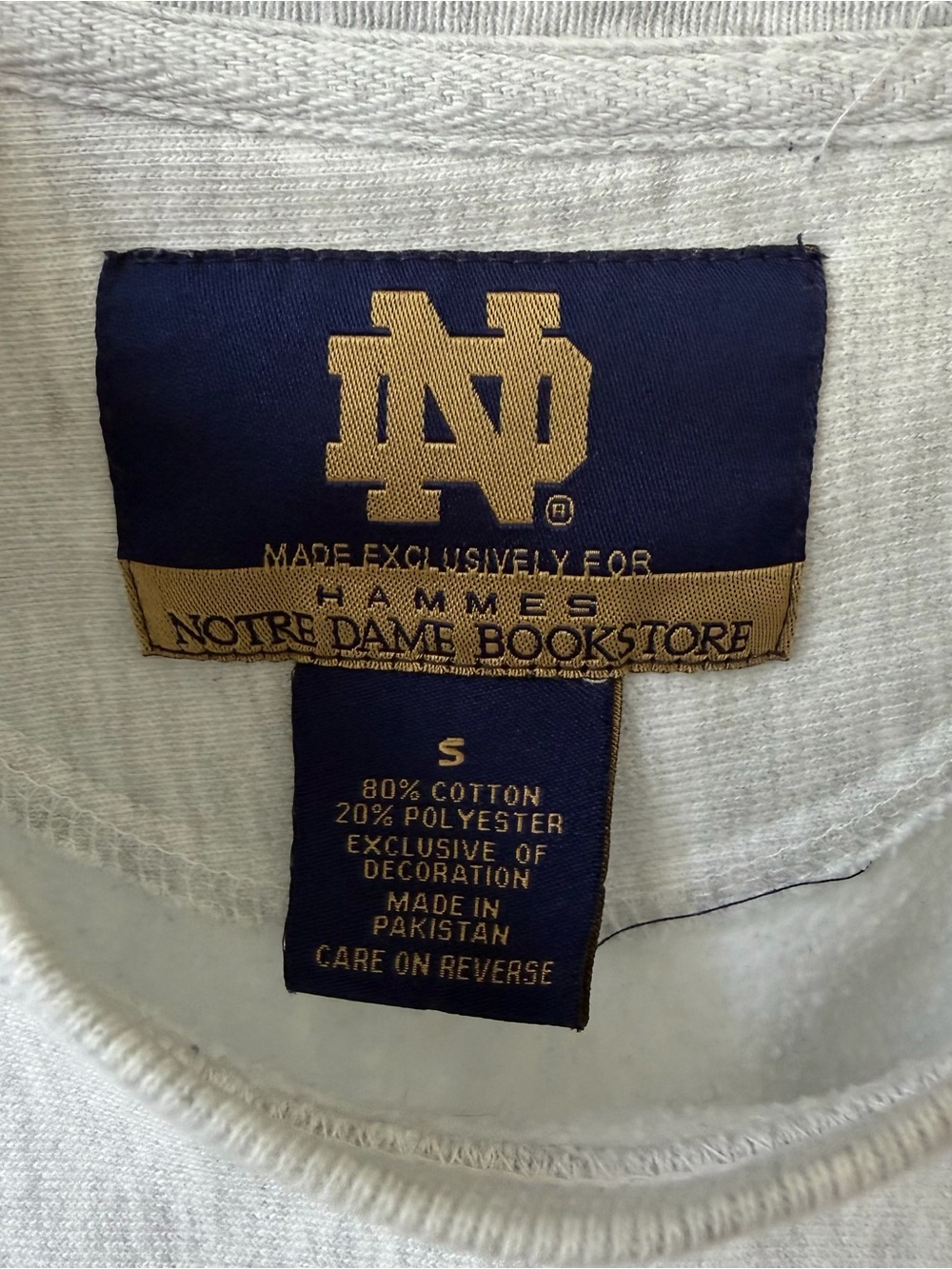 Mens Vintage NOTRE DAME Hammes Bookstore Gray Sweatshirt Crewneck Vtg Size Small - Picture 3 of 4